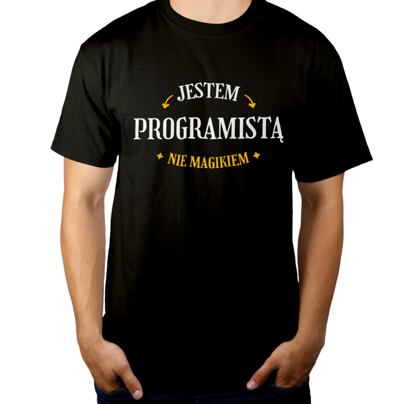 Jestem Programistą Nie Magikiem - Męska Koszulka Czarna
