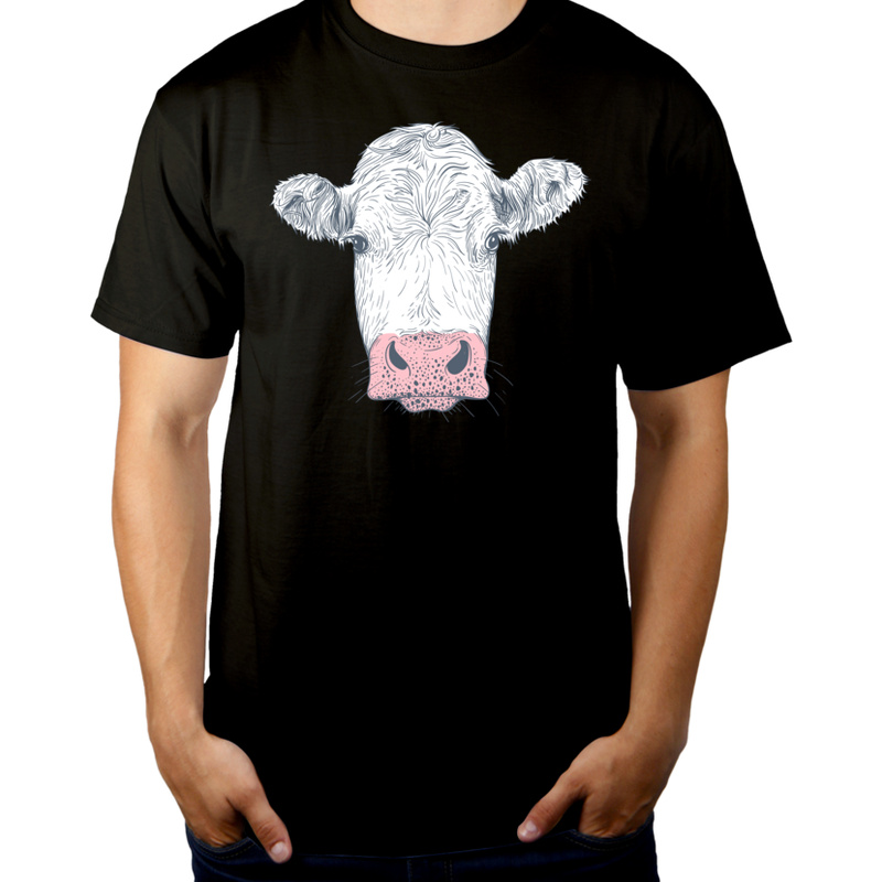 Krowa - Męska Koszulka Czarna