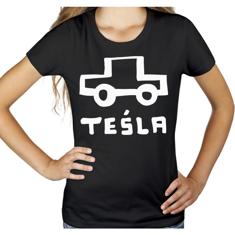Tesla Teśla - Damska Koszulka Czarna