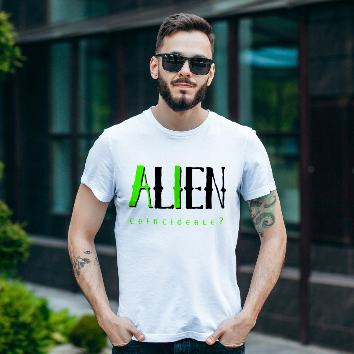 AI Alien Torie Spiskowe - Męska Koszulka Biała
