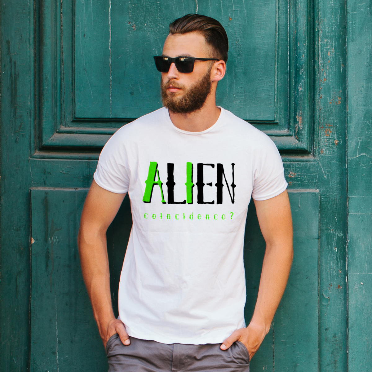 AI Alien Torie Spiskowe - Męska Koszulka Biała