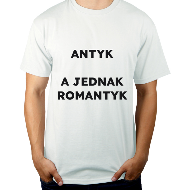 ANTYK A JEDNAK ROMANTYK  - Męska Koszulka Biała