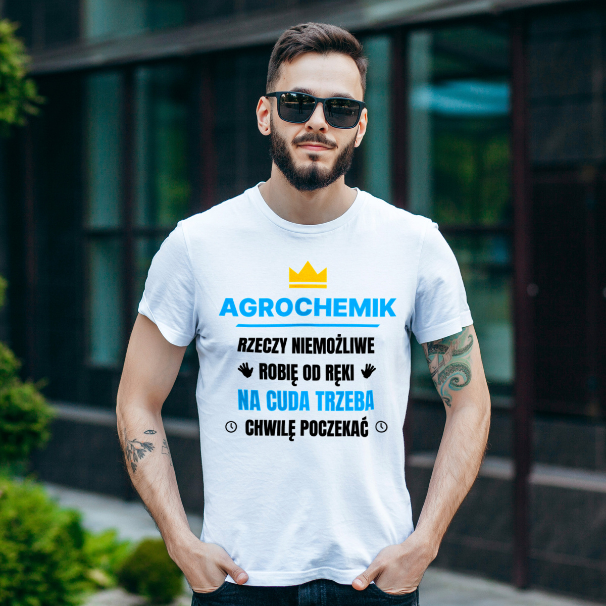 Agrochemik Rzeczy Niemożliwe Robię Od Ręki - Męska Koszulka Biała