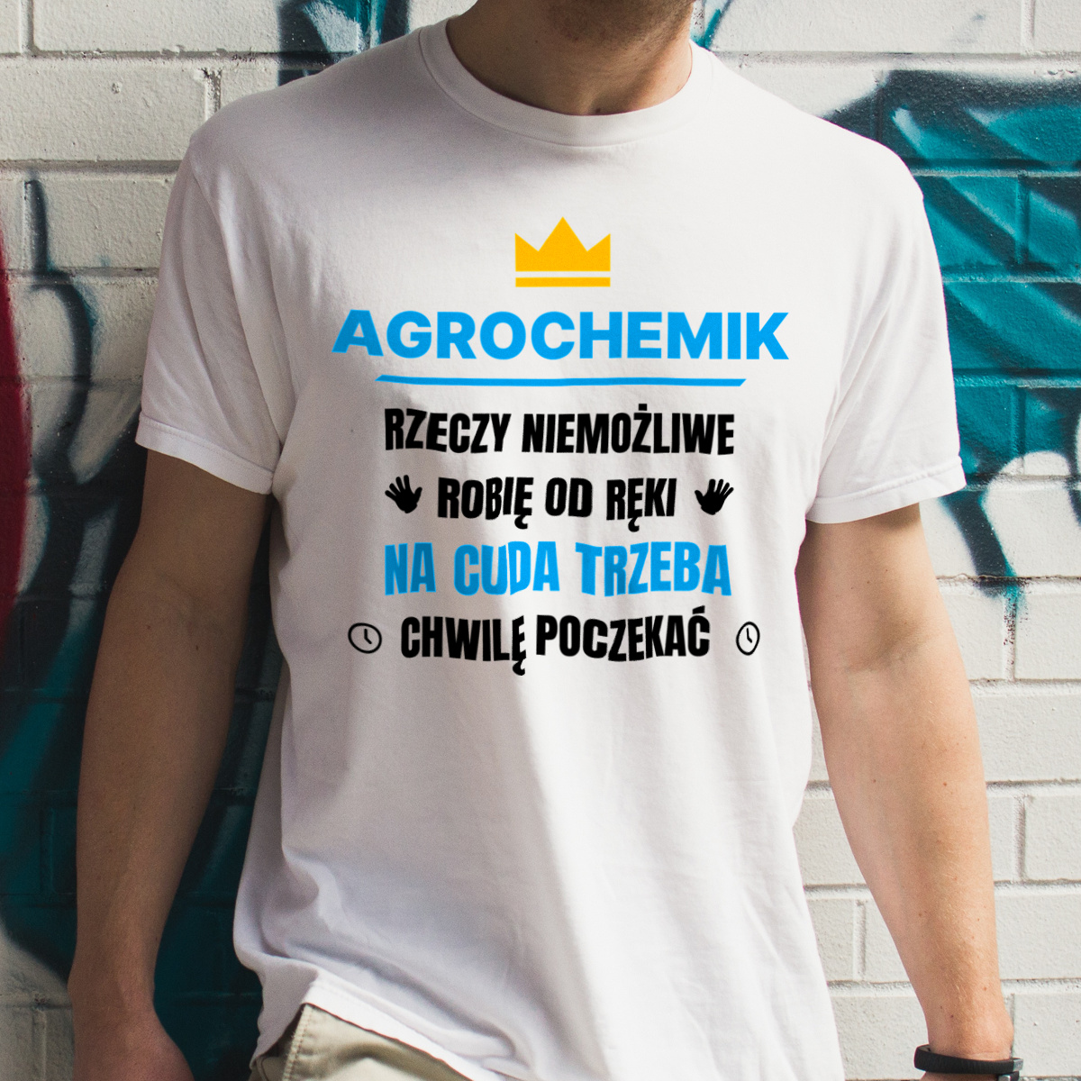 Agrochemik Rzeczy Niemożliwe Robię Od Ręki - Męska Koszulka Biała