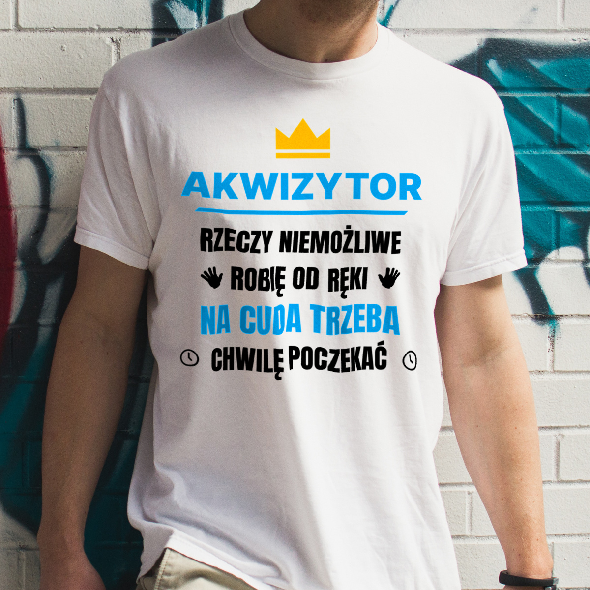 Akwizytor Rzeczy Niemożliwe Robię Od Ręki - Męska Koszulka Biała