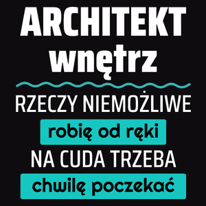 Architekt Wnętrz - Rzeczy Niemożliwe Robię Od Ręki - Na Cuda Trzeba Chwilę Poczekać - Męska Koszulka Czarna