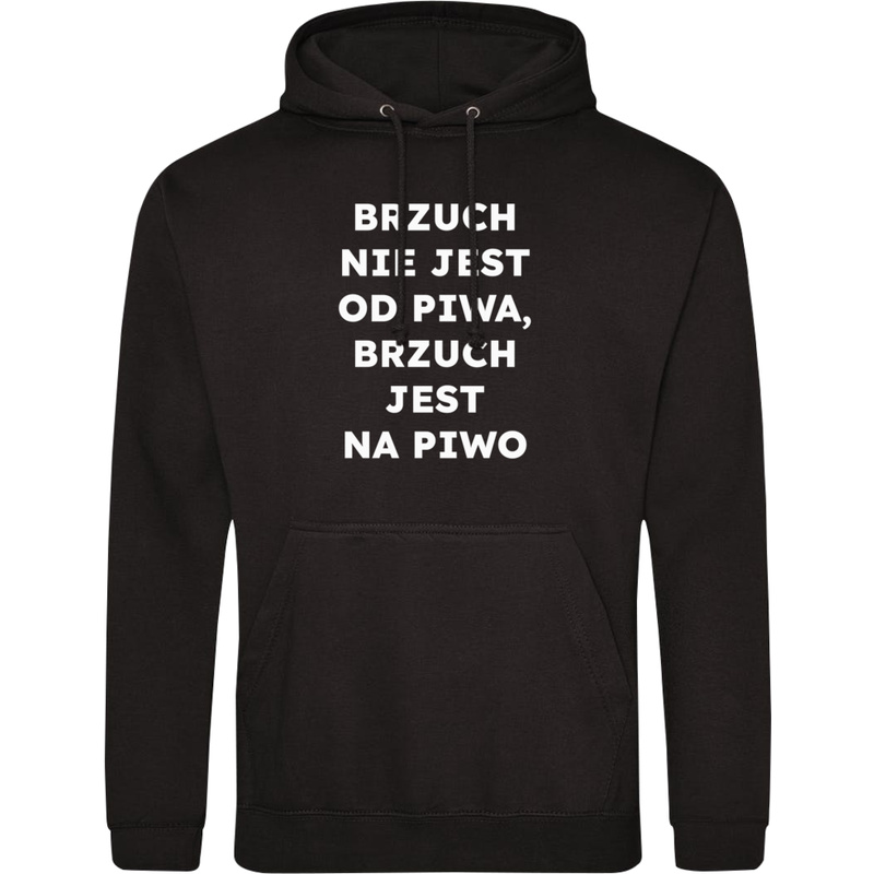 BRZUCH NIE JEST OD PIWA, BRZUCH JEST NA PIWO  - Męska Bluza z kapturem Czarna