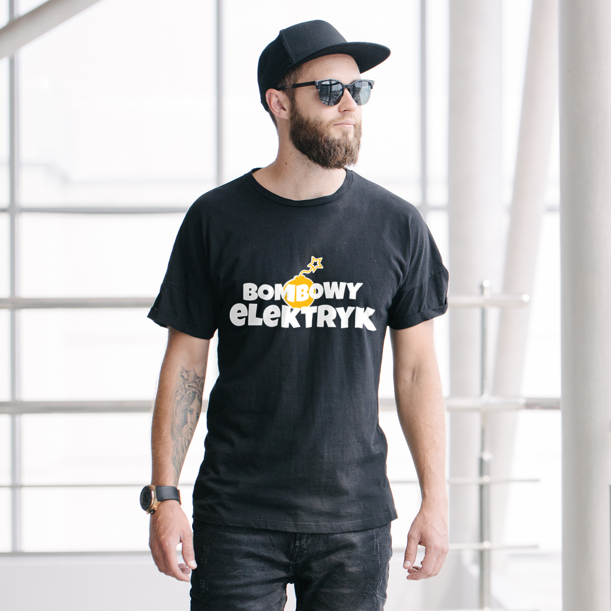 Bombowy Elektryk - Męska Koszulka Czarna