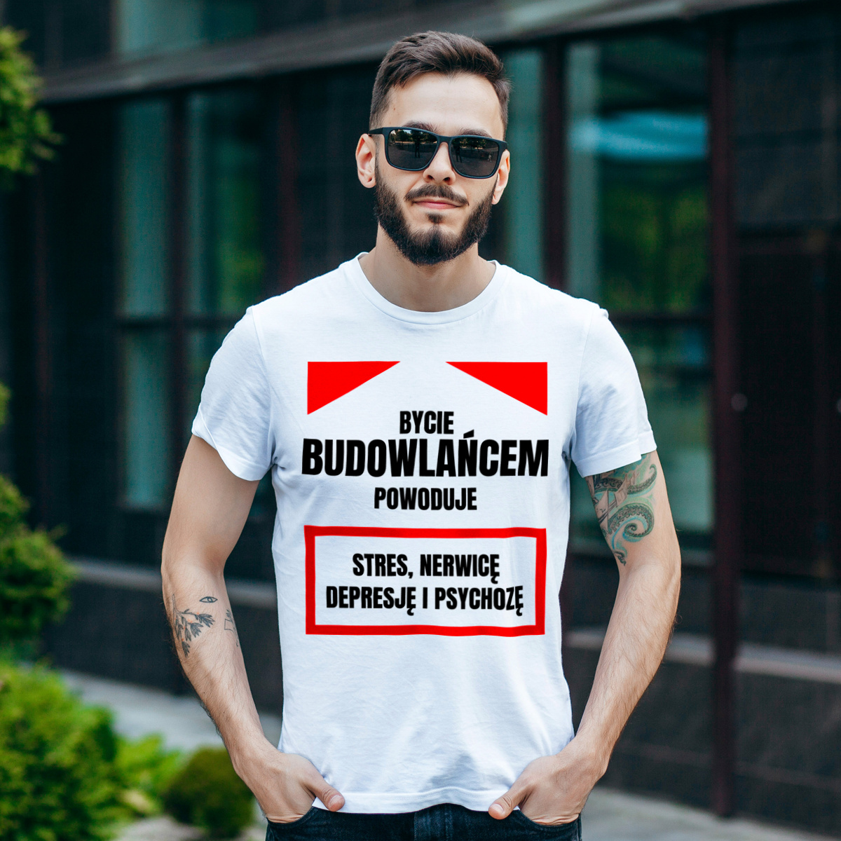 Bycie Budowlańcem - Męska Koszulka Biała