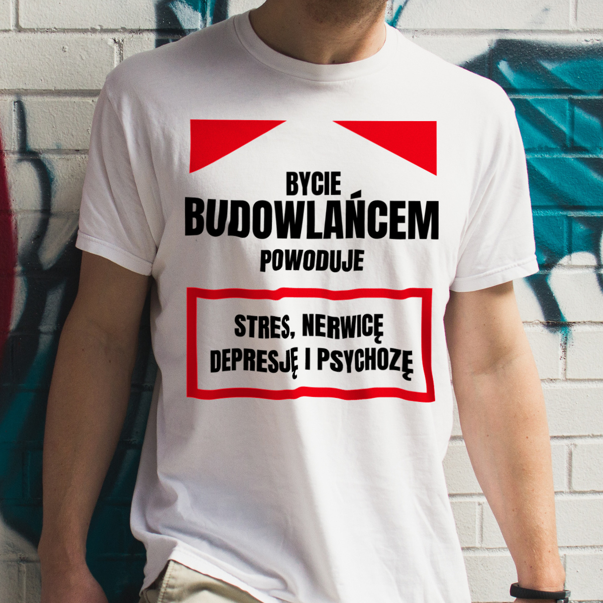 Bycie Budowlańcem - Męska Koszulka Biała