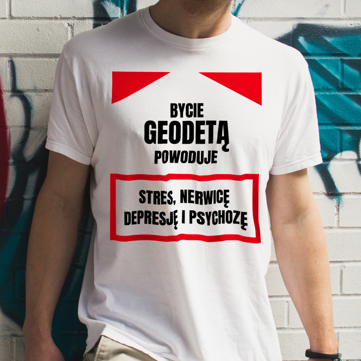 Bycie Geodetą - Męska Koszulka Biała