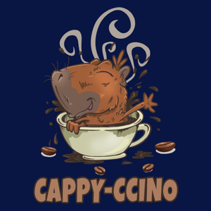 Cappyccino kapibara capybara kawa - Męska Koszulka Ciemnogranatowa