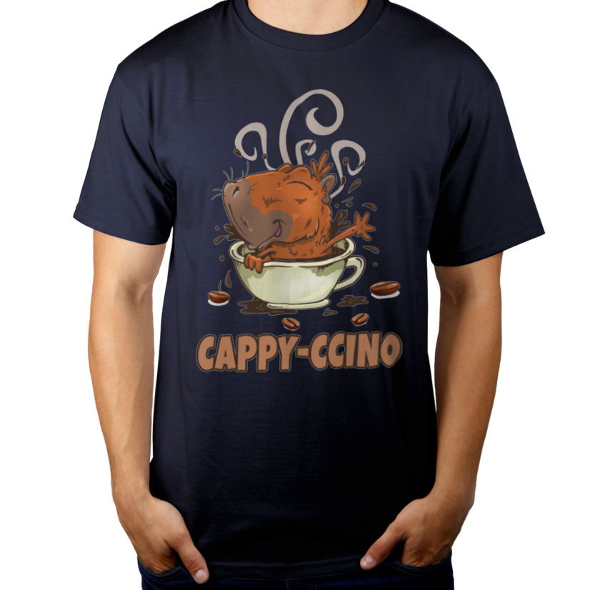 Cappyccino kapibara capybara kawa - Męska Koszulka Ciemnogranatowa