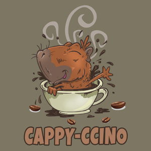 Cappyccino kapibara capybara kawa - Męska Koszulka Khaki