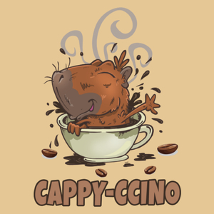 Cappyccino kapibara capybara kawa - Męska Koszulka Piaskowa