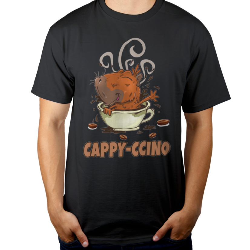 Cappyccino kapibara capybara kawa - Męska Koszulka Szara