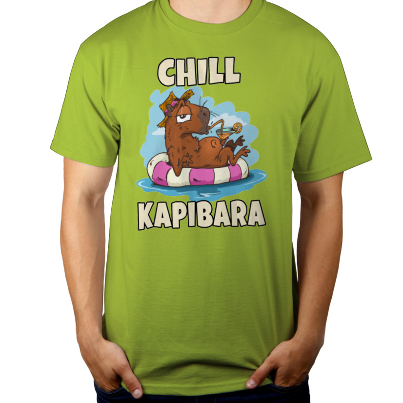 Chill Kapibara - Męska Koszulka Jasno Zielona
