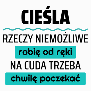 Cieśla - Rzeczy Niemożliwe Robię Od Ręki - Na Cuda Trzeba Chwilę Poczekać - Poduszka Biała