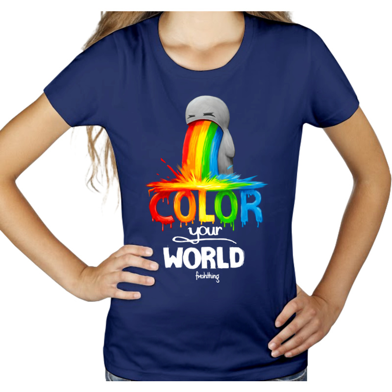 Color Your World - Damska Koszulka Granatowa