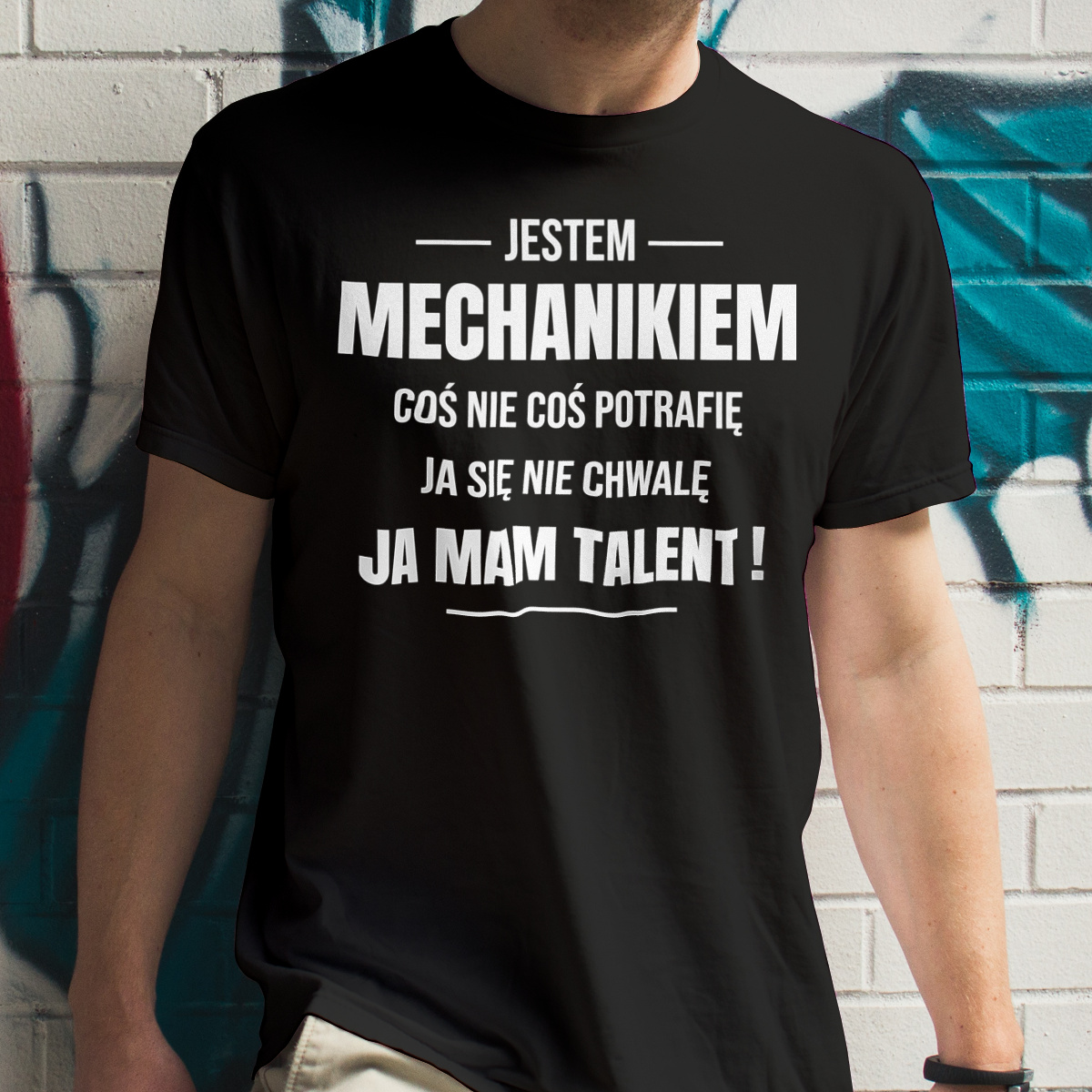 Coś Nie Coś Potrafię Mam Talent Mechanik - Męska Koszulka Czarna