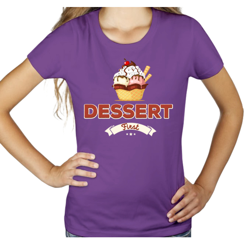 Dessert First - Damska Koszulka Fioletowa