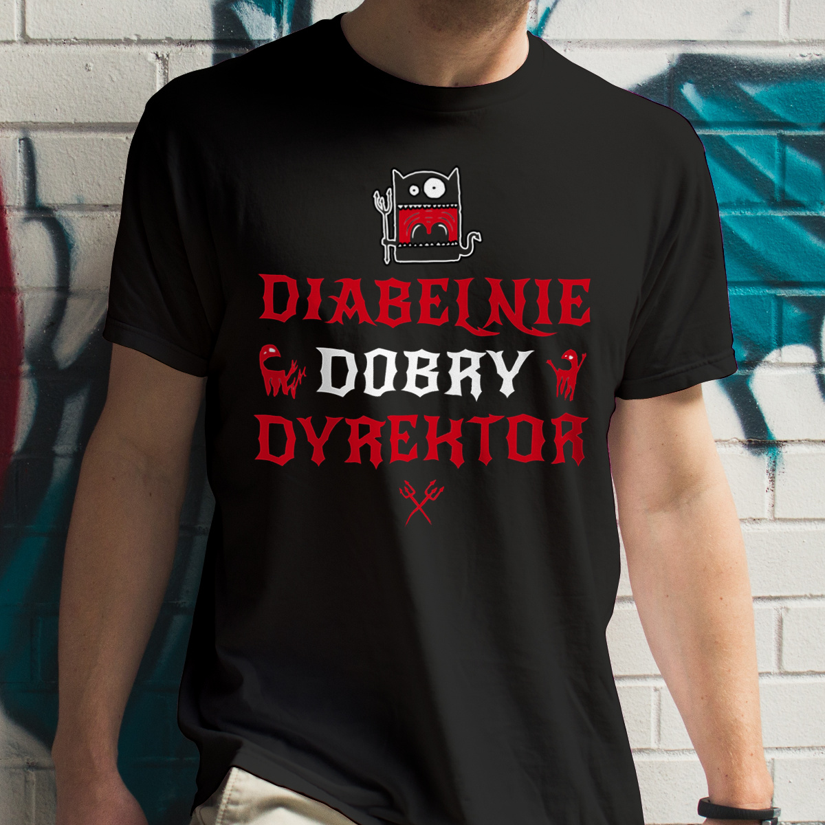 Diabelnie Dobry Dyrektor - Męska Koszulka Czarna