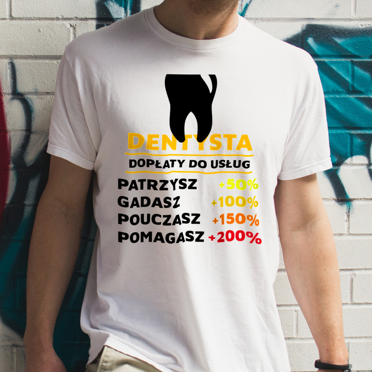 Dopłaty Do Usług Dentysta - Męska Koszulka Biała