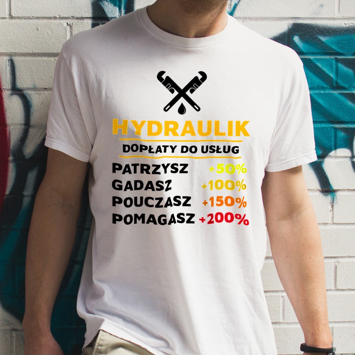 Dopłaty Do Usług Hydraulik - Męska Koszulka Biała