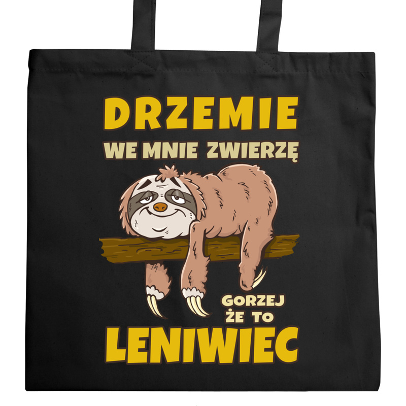 Drzemie We Mnie Zwierzę Leniwiec - Torba Na Zakupy Czarna