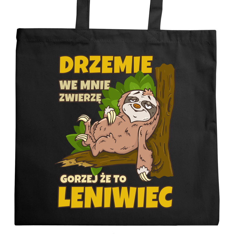 Drzemie We Mnie Zwierzę Leniwiec - Torba Na Zakupy Czarna