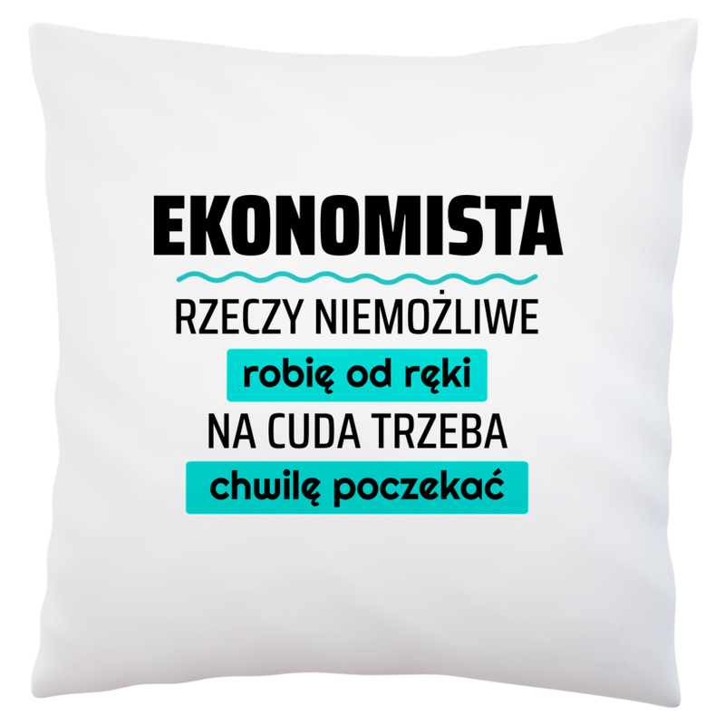 Ekonomista - Rzeczy Niemożliwe Robię Od Ręki - Na Cuda Trzeba Chwilę Poczekać - Poduszka Biała