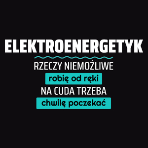 Elektroenergetyk - Rzeczy Niemożliwe Robię Od Ręki - Na Cuda Trzeba Chwilę Poczekać - Męska Koszulka Czarna