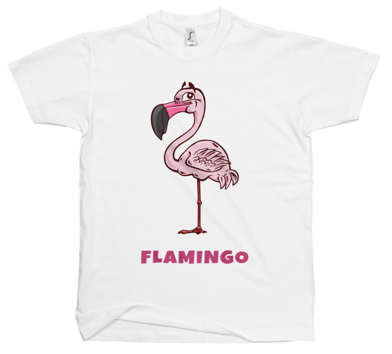 Flaming Flamingo - Męska Koszulka Biała