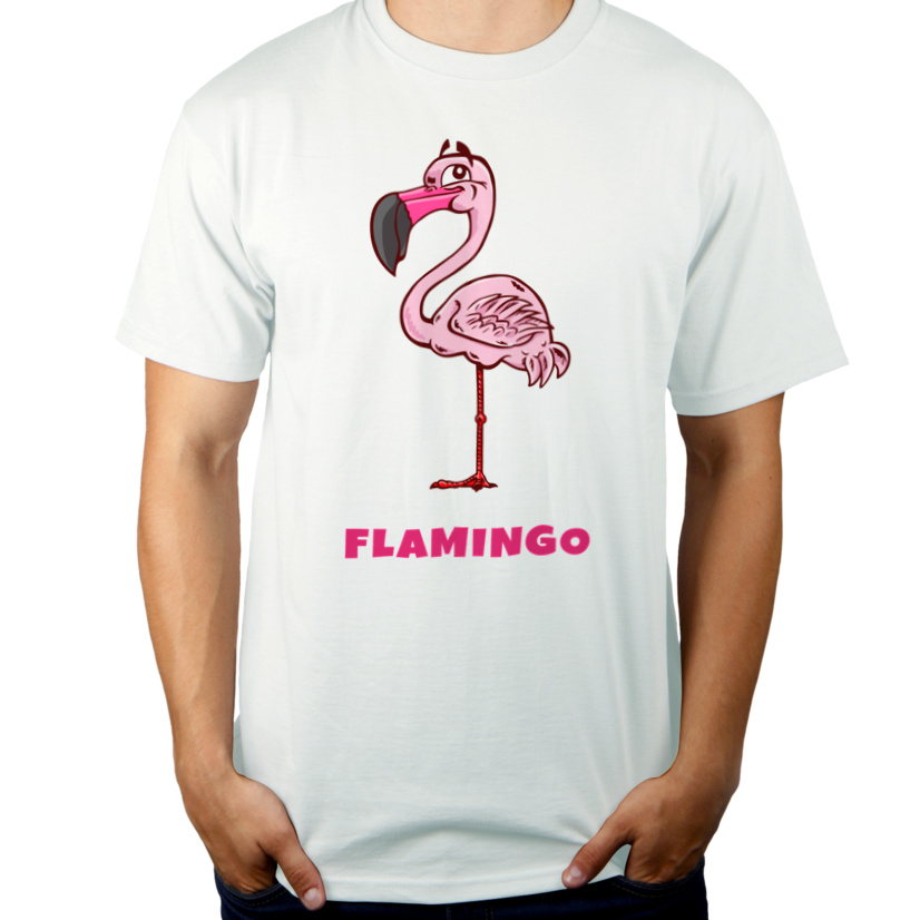 Flaming Flamingo - Męska Koszulka Biała