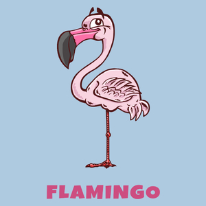 Flaming Flamingo - Męska Koszulka Błękitna