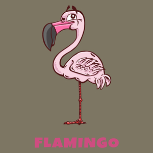 Flaming Flamingo - Męska Koszulka Khaki