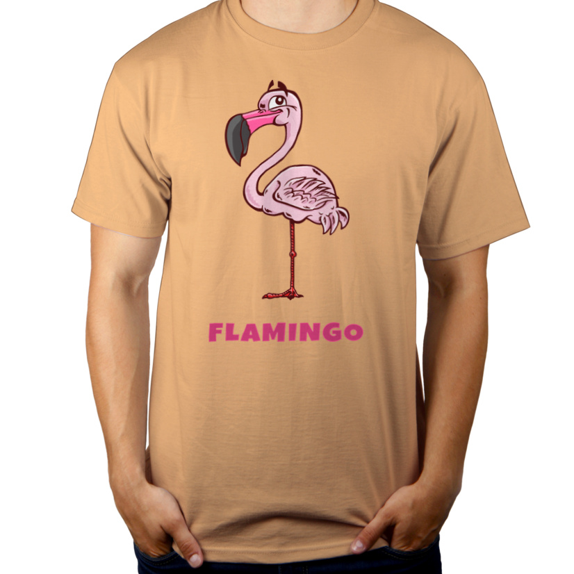 Flaming Flamingo - Męska Koszulka Piaskowa