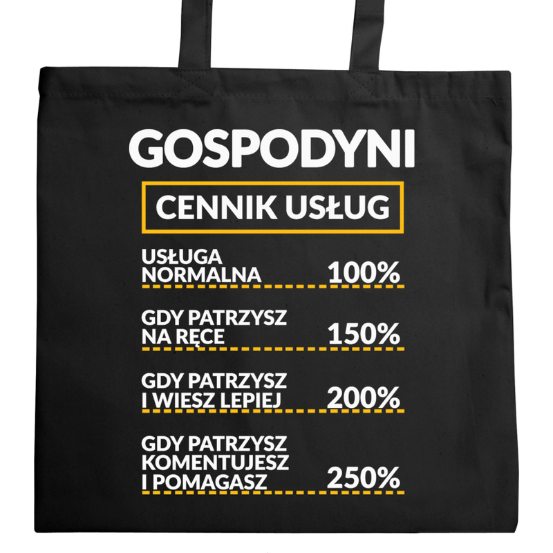 Gospodyni - Cennik Usług - Torba Na Zakupy Czarna