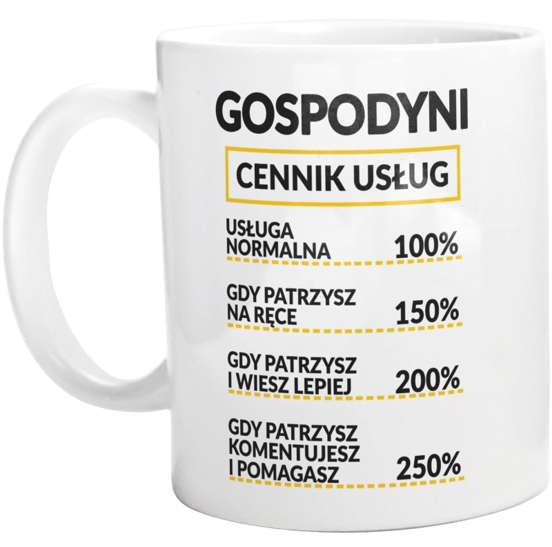 Gospodyni - Cennik Usług - Kubek Biały