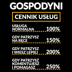 Gospodyni - Cennik Usług - Torba Na Zakupy Czarna