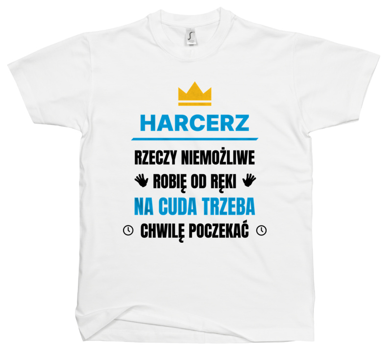 Harcerz Rzeczy Niemożliwe Robię Od Ręki - Męska Koszulka Biała