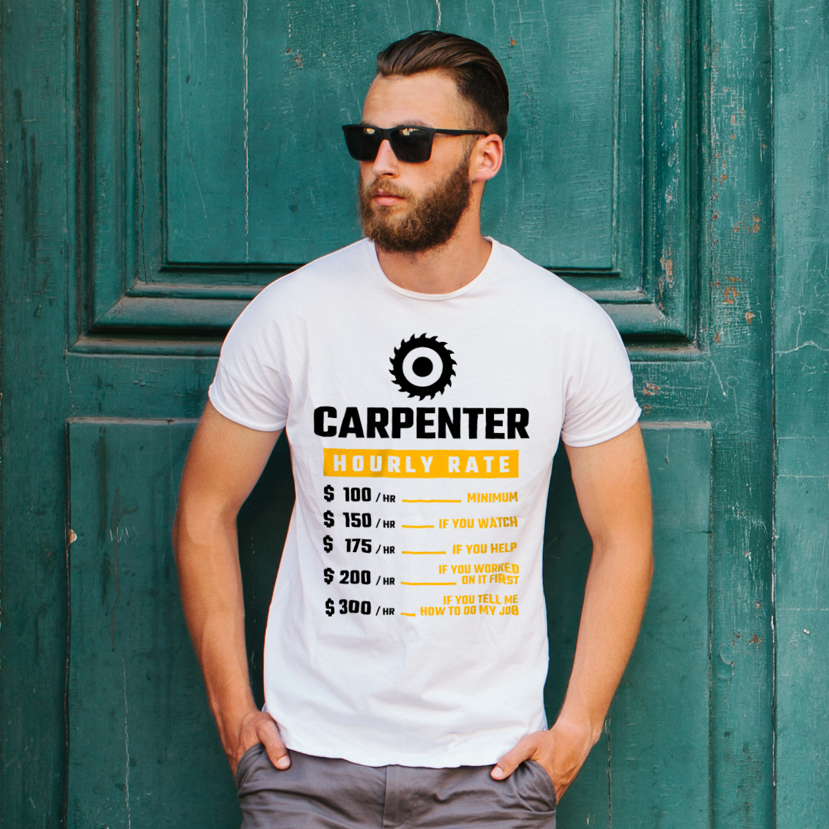 Hourly Rate Carpenter - Męska Koszulka Biała