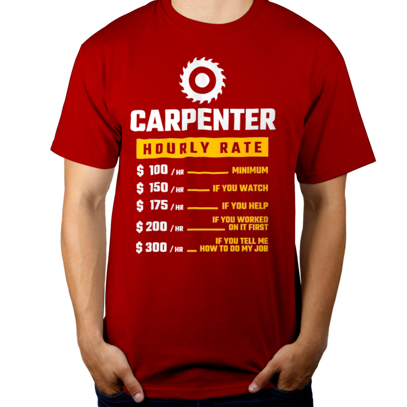 Hourly Rate Carpenter - Męska Koszulka Czerwona