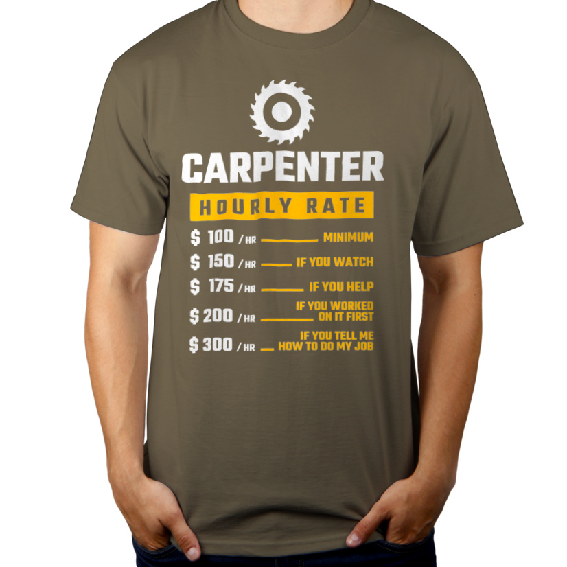 Hourly Rate Carpenter - Męska Koszulka Khaki