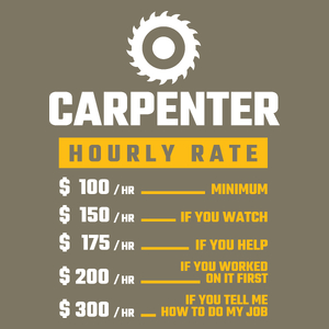 Hourly Rate Carpenter - Męska Koszulka Khaki