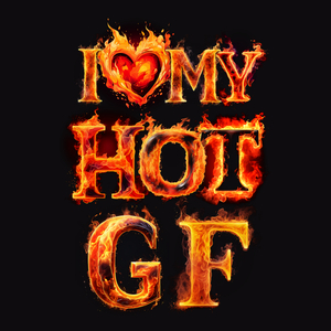 I Love My Hot Girlfriend OGIEŃ GF - Męska Koszulka Czarna