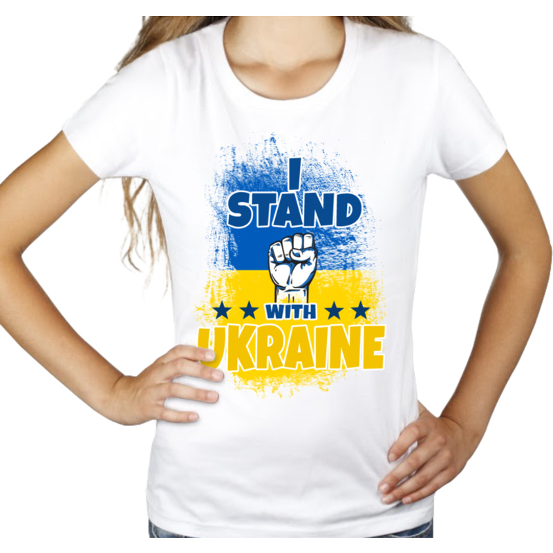 I Stand With Ukraine - Damska Koszulka Biała