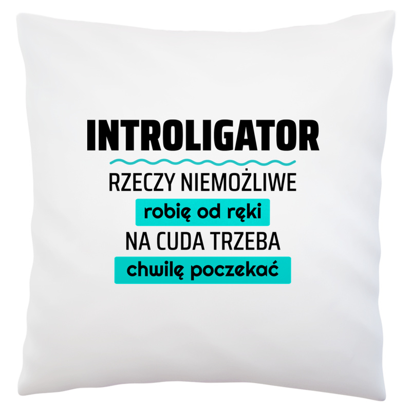 Introligator - Rzeczy Niemożliwe Robię Od Ręki - Na Cuda Trzeba Chwilę Poczekać - Poduszka Biała