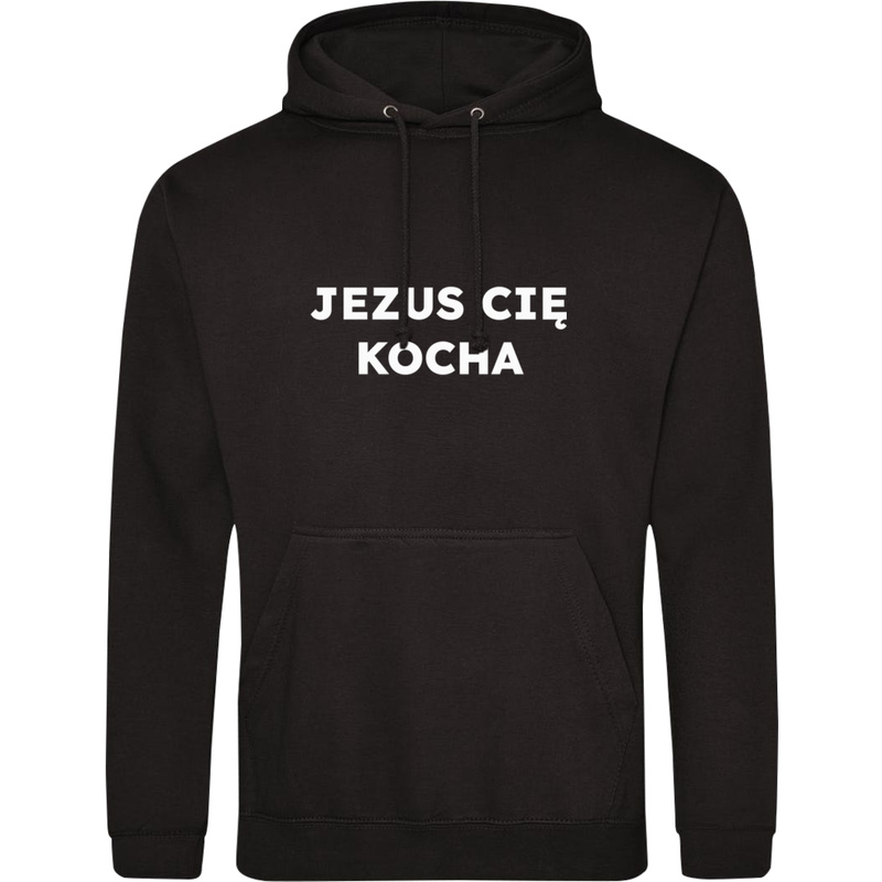 JEZUS CIĘ KOCHA  - Męska Bluza z kapturem Czarna