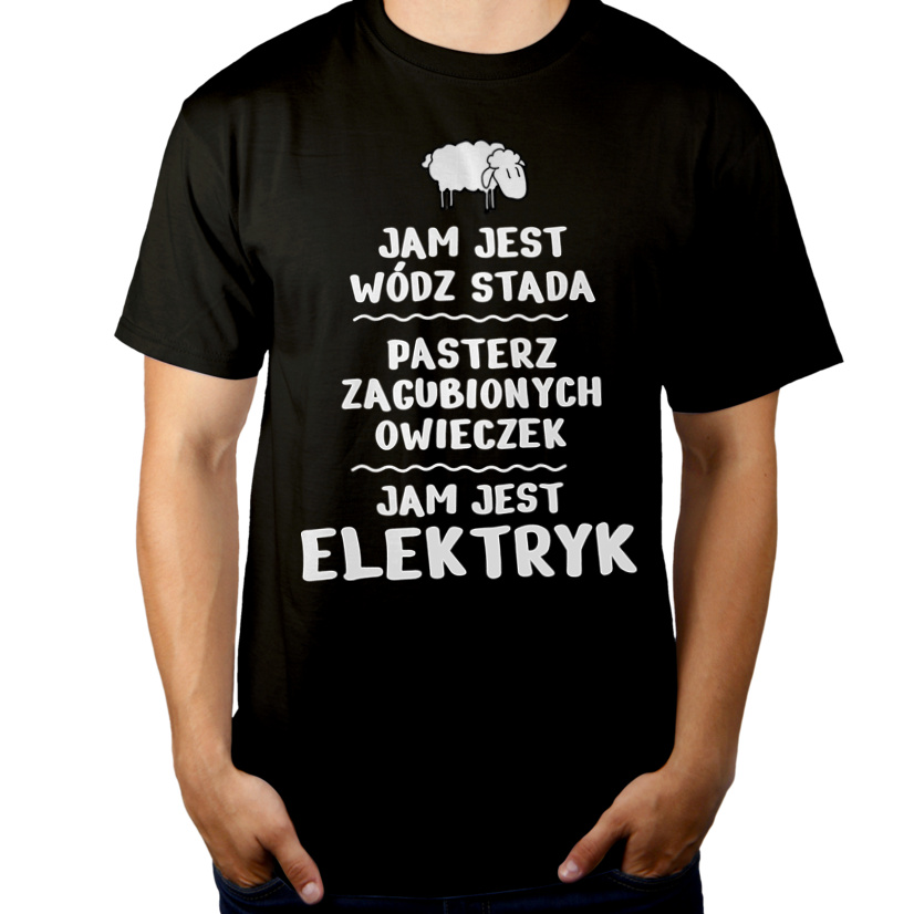 Jam Jest Elektryk Wódz Stada - Męska Koszulka Czarna